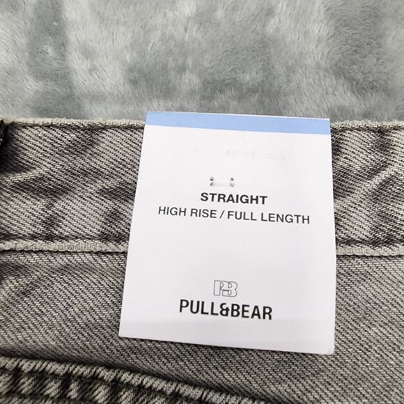 NEW Pull & Bear Jeans Womens 10 Gray High Rise Straight Leg Raw Hem Stretch - Picture 8 of 16